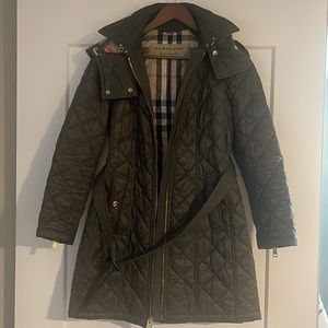 Army Green Burberry Winter Quilted Coat